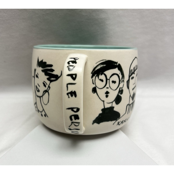 Anthropologie People Person Coffee Mug Blue Aqua Interior 16 Oz Retired - Picture 2 of 10